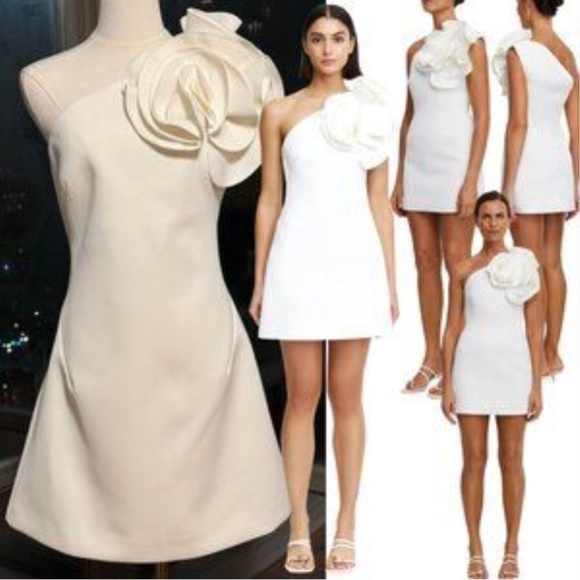 Acler Dresses & Skirts - Acler Cream One-Shoulder Mini Dress